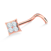 Stone Square Shaped Silver Curved Nose Stud NSKB-623